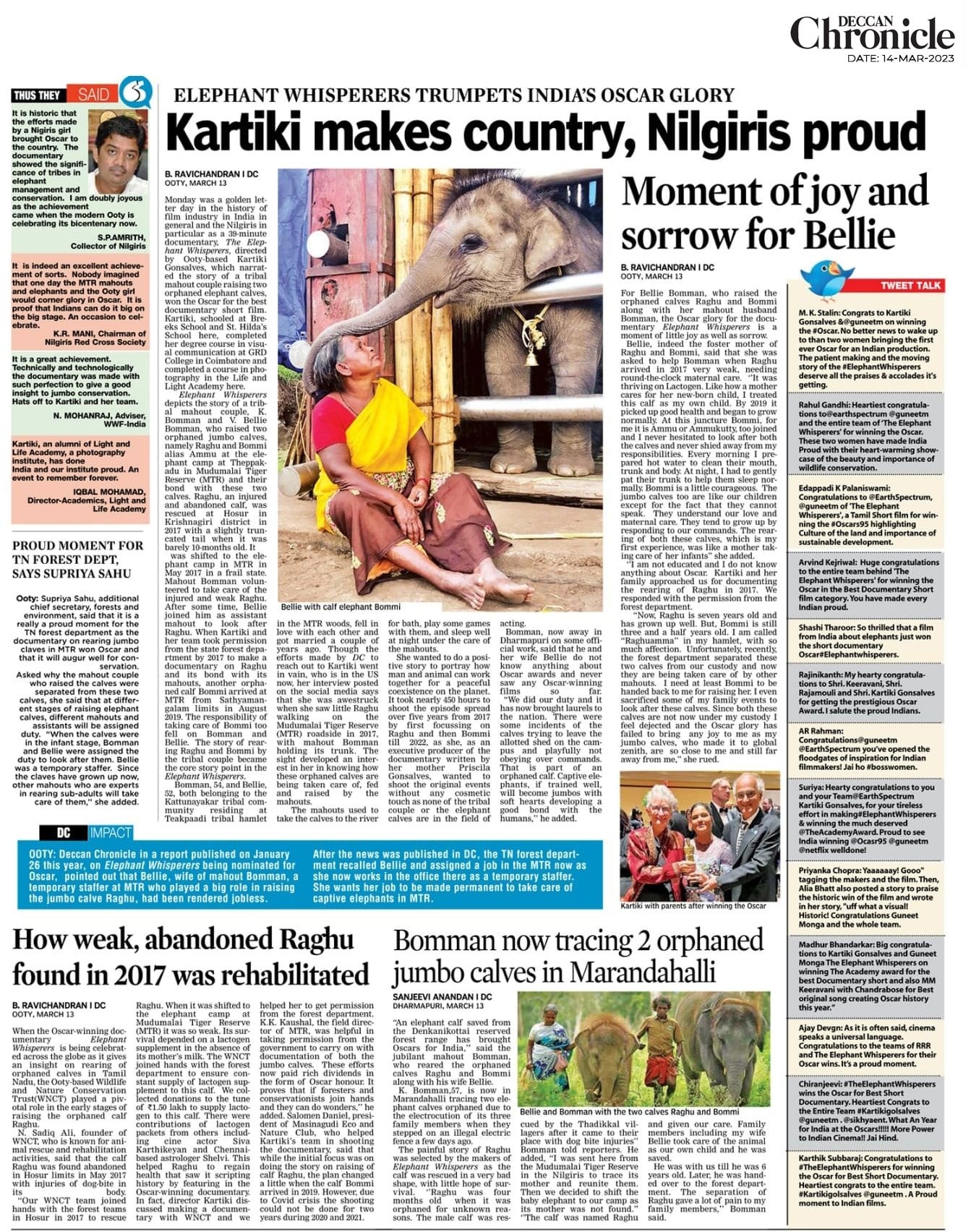 Kartiki, LLA Alumnus wins an Oscar for The Elephant Whisperers